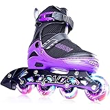 PAPAISON Adjustable Inline Skates for Kids and Adults with Full Light Up Wheels , Outdoor Roller Skates for Girls and Boys, M