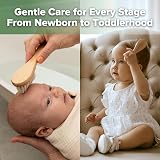 haakaa Wooden Baby Hair Brush Natural Wool Bristles in Carry Pouch view 6