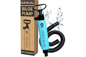 HASSEN Manual Bilge Pump for Boats, Kayak Portable Hand Pumps for Water Removal - Long Hose Marine Safety Equipment Must Haves, Emergency Tool Home & Outdoors
