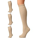 LAETAN Women's Cotton Knee High Socks, Long Tube Dress Socks | Soft, Lightweight & Stretchy | Shoe Size: 5-8/8-11, 3 Pairs