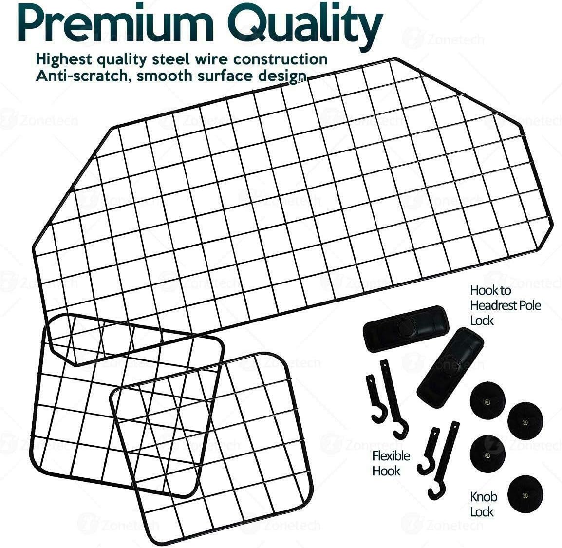 Car Dog Universal Pet Barrier - Zone Tech Premium Quality Black Heavy Duty Coated Wire Adjustable Mounted Headrest Barrier for Pet/Dog Safety Automotive : Pet Supplies