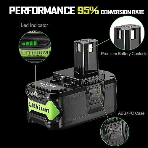 Bonacell 2Packs 6500mAh Replacement for Ryobi ONE+ 18V Lithium