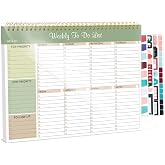 Thboxes Weekly To Do List Notepad, 8.5"x11" Desk Planner 52 Sheets, Green | 100GSM Paper Undated Habit Planner, Productivity Organizer Notepad, for Home School Office Work, Travel, College Essentials