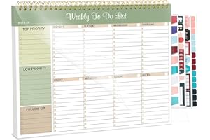 THBOXES Weekly To Do List Notepad, 8.5''x11'' Weekly Desk Planner with 52 Tear Off Sheets Undated Weekly Planner Habit Tracker & Productivity Organizer for Home School and Work, Light Green