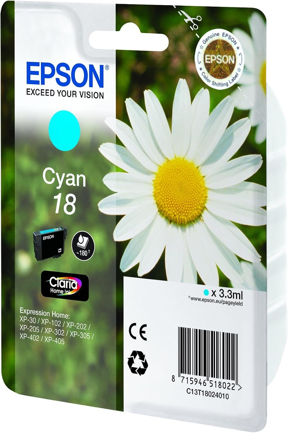 Epson 18 Cyan Daisy Genuine, Claria Home Ink Cartridge, Standard - Image 4