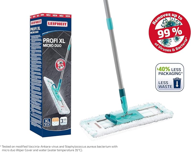 Bodenwischer Profi XL, Fußklick-System, Wischmopp 42 cm, waschbar