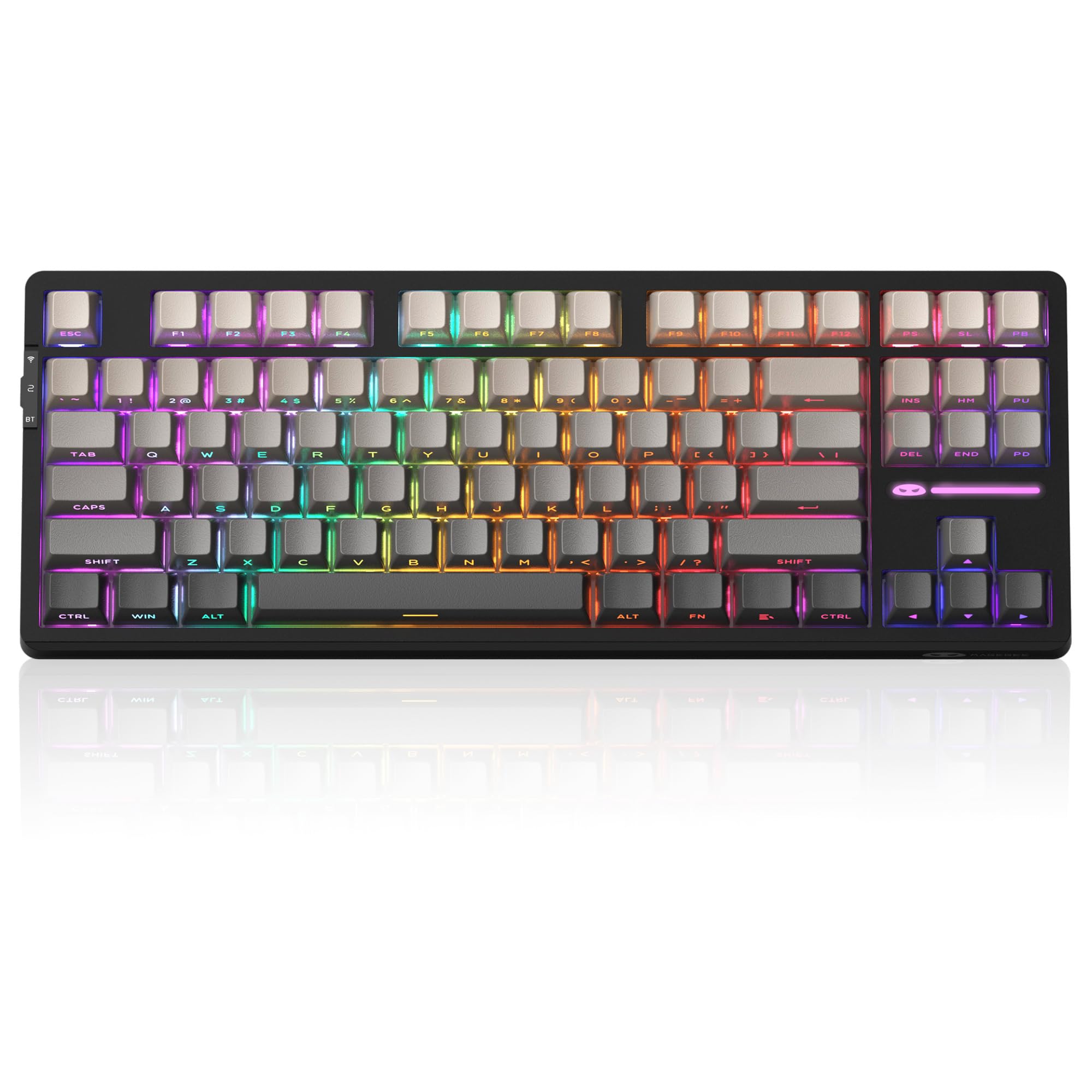 MageGee LIGHT87 Wireless Creamy Keyboard, Gasket Structure, RGB Backlit, 2.4G/USB-C/BT5.0 Hot Swappable Mechanical Gaming Keyboard for Win/Mac/PC, 8000mAh Battery, Side Printed PBT Keycaps, Black