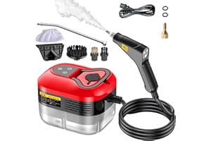 DOCREATE Handheld Steam Cleaner, Portable Steamer for Cleaning with 9pcs Accessories, 6-Level Adjustable Handle, 12s Heat-Up, 1200ml Tank, Steam Cleaner for Home,Dirt,Grout,Tile,Floor,Couch and Car (Red)