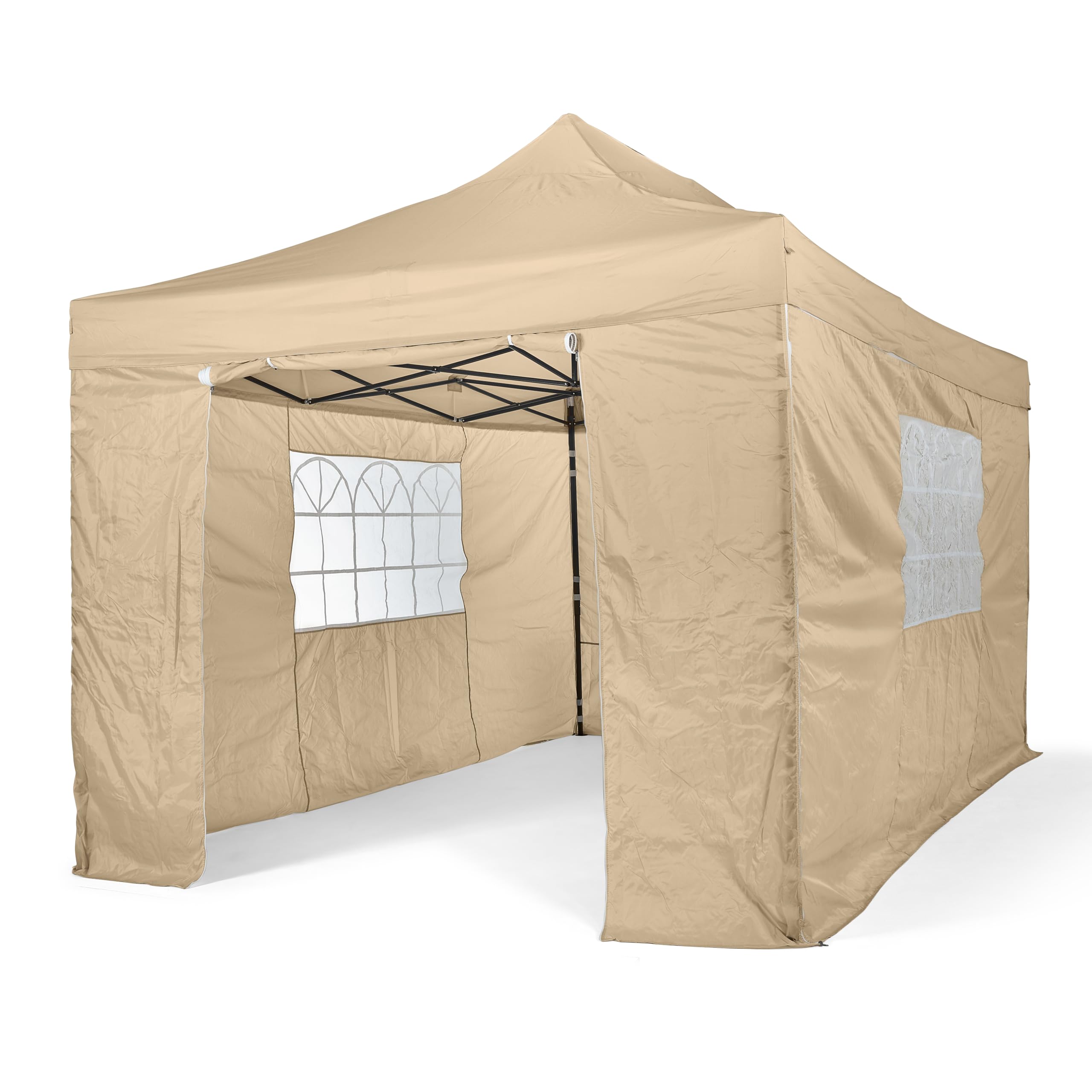 All Seasons Gazebos | 3x4.5m Pop Up Gazebo with 4 Side Walls & Accessory Pack | Heavy Duty, Fully Waterproof, High Grade Materials (Beige)