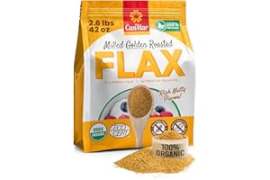 CANMAR FOODS CanMar Ground Milled Golden Roasted Organic Flaxseed, 42 oz – Vegan, Non-GMO, Gluten Free – Flaxseed Meal with Omega-3, Fiber – Ground Organic Linseed Powder