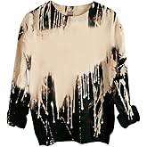 Zyuoel Women's Long Sleeve Sweatshirts Bleached Blank Casual Tie Dye Sweatshirt Crewneck Pullover Shirts Loose Tops