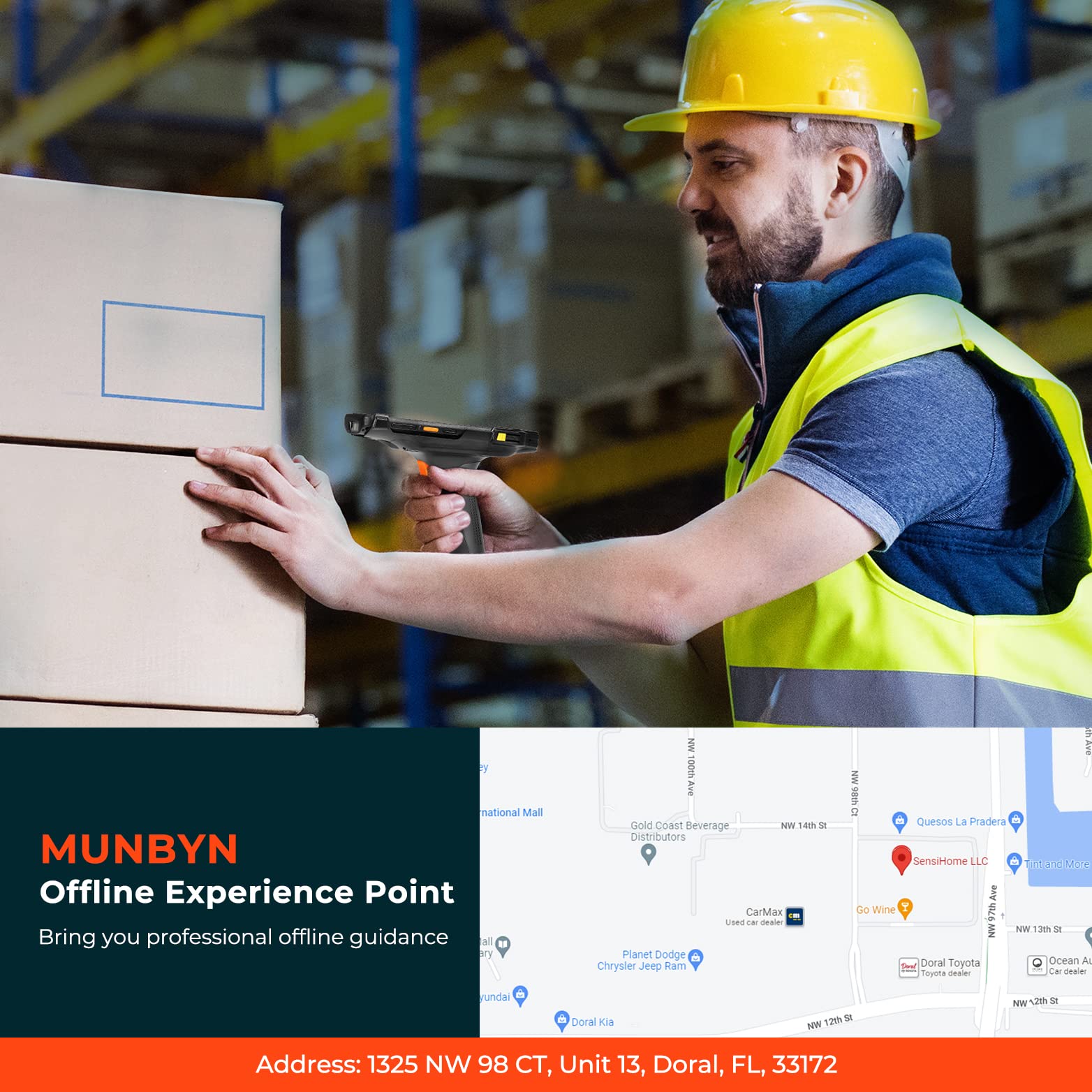 MUNBYN Android Barcode Scanner with Full Screen, Android 8.1 Zebra Barcode Scanner SE4710 Engine, 5.5