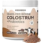 KEDISOM Organic Chocolate 4000mg Grass Fed Bovine Colostrum Powder + Probiotics Colostrum Supplement for Gut Health, Immune Support Healthy, 70 Servings