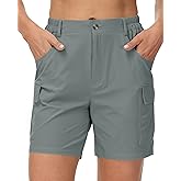 Cakulo Womens 6" Hiking Cargo Bermuda Shorts Quick Dry Golf Walking Work Summer Lightweight Shorts Pockets