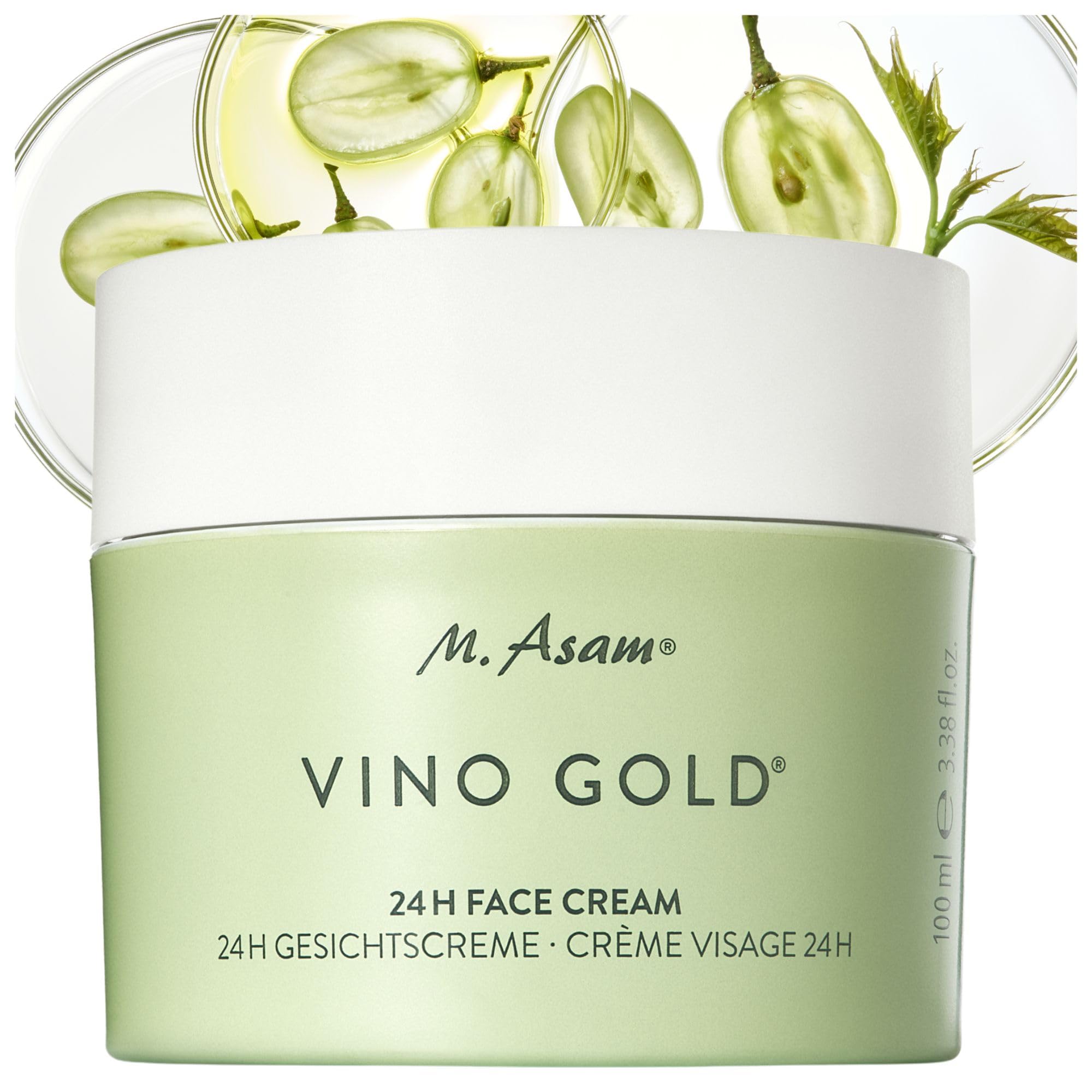 M. Asam VINO GOLD 24h Face Cream (3.38 Fl Oz)- 24h day cream & night moisturizer against lines & wrinkles, protection against skin aging, anti-aging, vegan facial care, skincare for women.