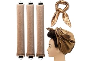 TULOBI Heatless Hair Curler Overnight Blowout Rods Jumbo, Heatless Curls No Heat Curlers to Sleep in Jumbo Rods Hair Rollers Blowout Look for All Hair Types Hair Styling Tools Set - Khaki