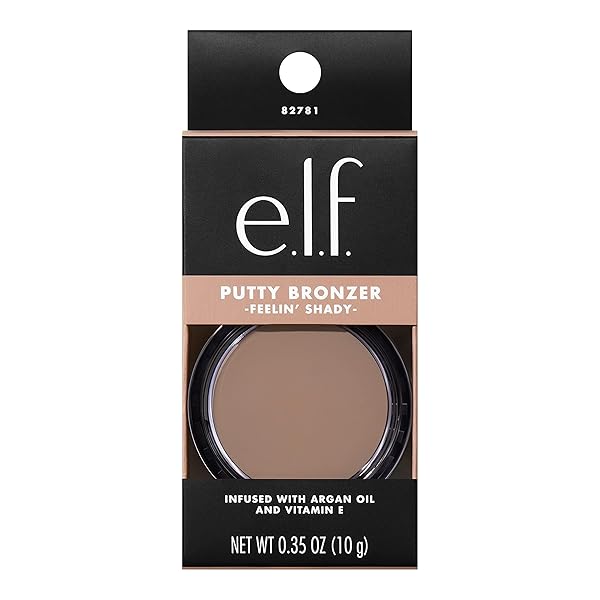 E.L.F. PUTTY BRONZER, CREAMY & HIGHLY PIGMENTED FORMULA, CREATES A LONG-LASTING BRONZED GLOW, INFUSED WITH ARGAN OIL & VITAMIN E, FEELIN’ SHADY, 0.35 OZ (10G)