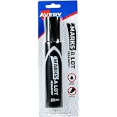 Avery Marks-A-Lot Permanent Marker, Jumbo Desk-Style Size, Chisel Tip, Water and Wear Resistant, Black Marker (24138)