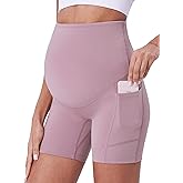 POSHDIVAH Maternity Shorts for Women Over Belly Biker Summer Pregnancy Workout Yoga Active Running Short Leggings 5"