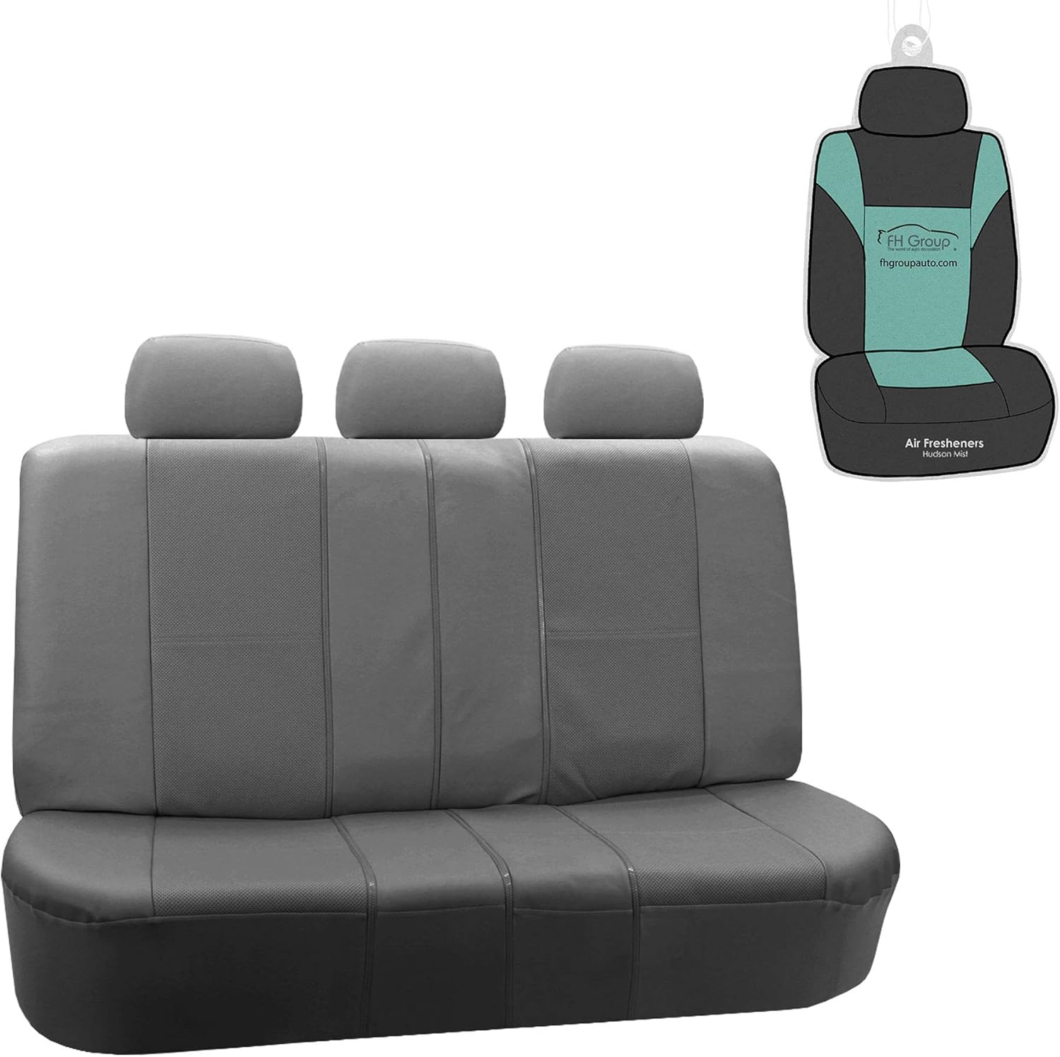 FH Group PU007013 Deluxe Leatherette Bench Seat Covers, 40/60, 60/40, 50/50 and 40/20/40 Split, Gray Color w. Gift- Fit Most Car, Truck, SUV, or Van