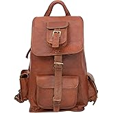 Shy Shy Let’s Touch The Sky Rustic Vintage Leather Backpack Travel Rucksack knapsack Daypack Bag for Men Women Brown - 20 inch
