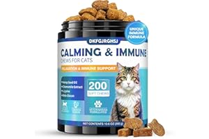 DKFGJRGHSJ Cat Calming Treats with Immune Support, 200 Soft Chews Hemp Calming Treats with Lysine, Anxiety Relief & Immune Support, Cat Calm for Stress | Anxiety | Immunity, Chicken Flavored