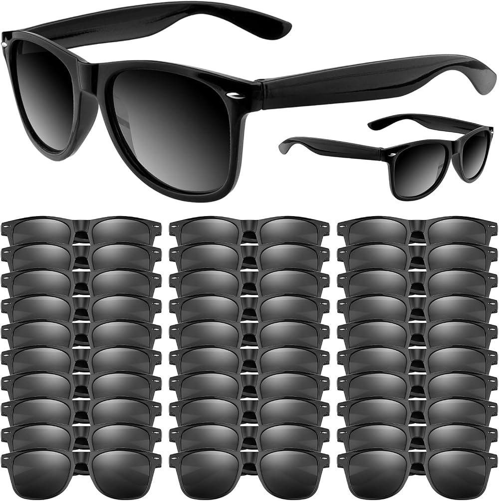 ASTARON Black Sunglasses Bulk 48 Pack Neon Party Favors for Summer Beach Pool
