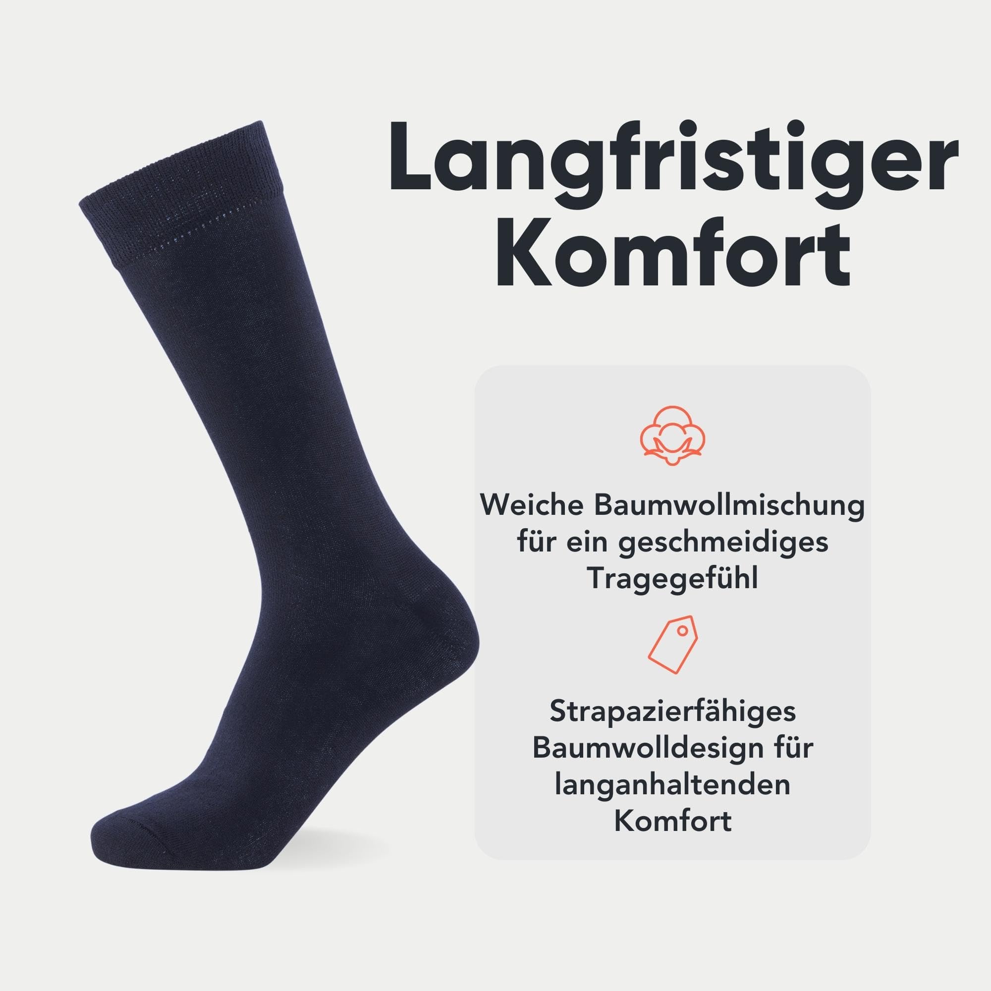 FM London Herren (10er-pack) Einfarbige Herrensocken Socks, Marineblau, 39-45 EU 2