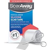 ScarAway Clear Silicone Scar Tape, Medical-Grade Cut-to-Size Silicone Strip for Surgery, Burn, Hypertrophic &amp; Keloid Scars, Self-Adhesive, Water-Resistant, 60&rdquo; x 1.6&rdquo; Tape Roll