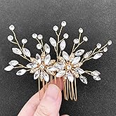BETITETO Bridal Crystal Hair Comb Wedding Rhinestone Flower Gold Vine Hair Pin Pieces Accessories for Women Girls