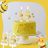 mciskin Flower Bee Number 2 Candle Yellow Glitter for Cake Birthday view 4