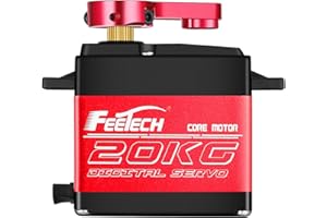 FEETECH 20KG Servo Motor 7.4V High Voltage Waterproof High Torque RC Servo Full Metal Gear Digital Servo, Aluminium Case, Con