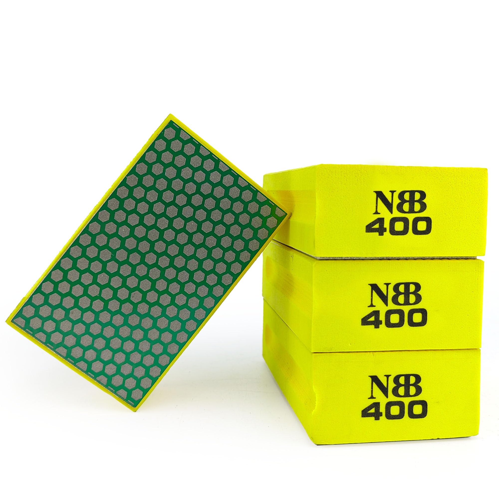 NBB Diamond Sanding/Polishing Pad Diamond Hand Buffing Pad Sanding Block with Foam Sponge Backing for Buffing and Grinding Sharp Edges and Plane of Granite Marble Stone Glass Ceramic (4, 400#H)