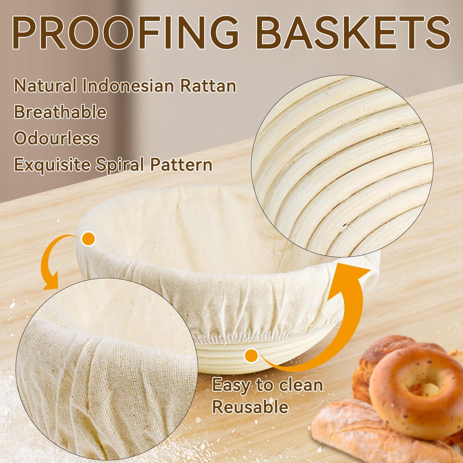 Sourdough Starter Kit - Banneton Proofing Basket 9 Inch Round & 10 Oval, Complete Sourdough Bread Baking Supplies with Starter Jar, Bread Sling, Lame, Danish Dough Whisk, Bags
