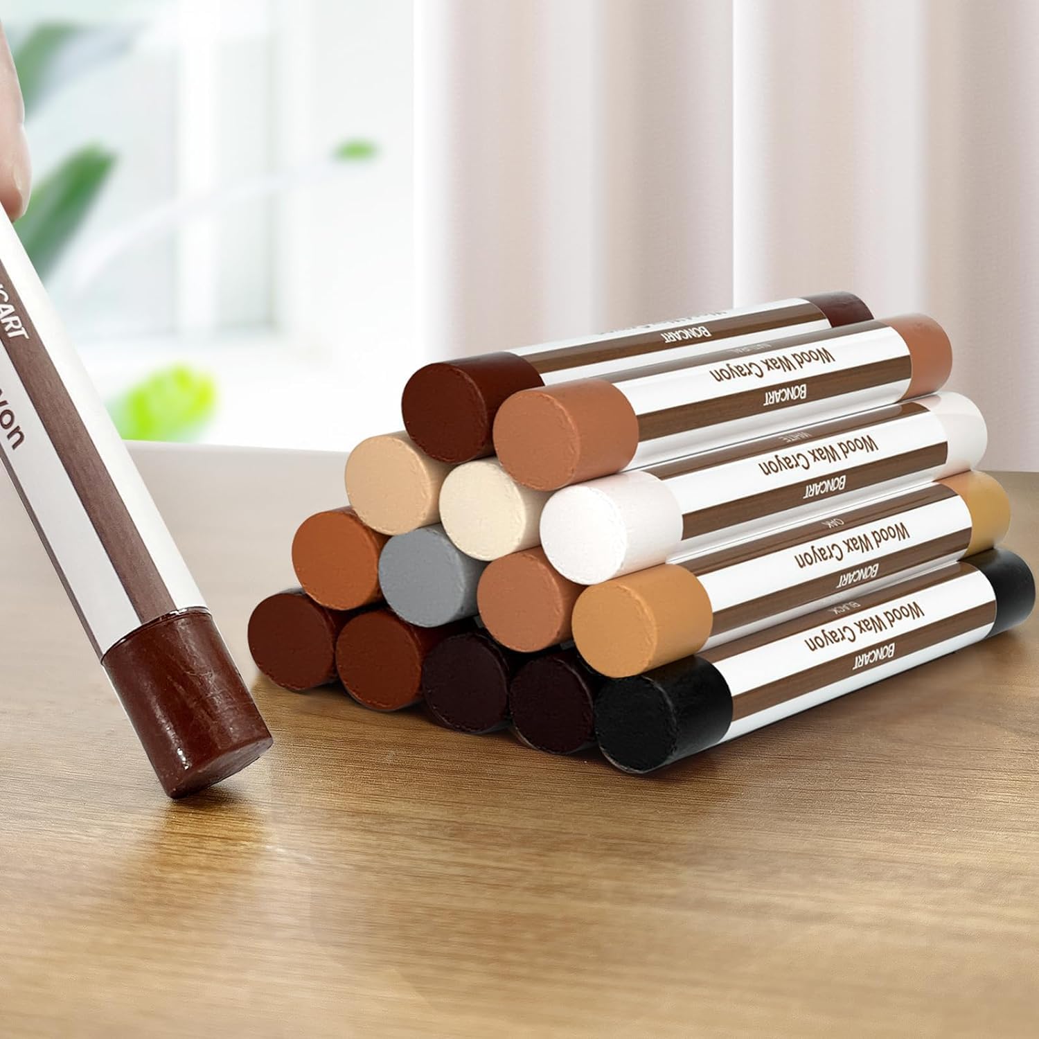 Photo 1 of Boncart Wood Filler Sticks,12colors Wood Wax Crayons for Repairing Scratches, Scuffs, Cracks, and Nail Holes on Wood Furniture, Floors, Cabinets, Tables, and Doors