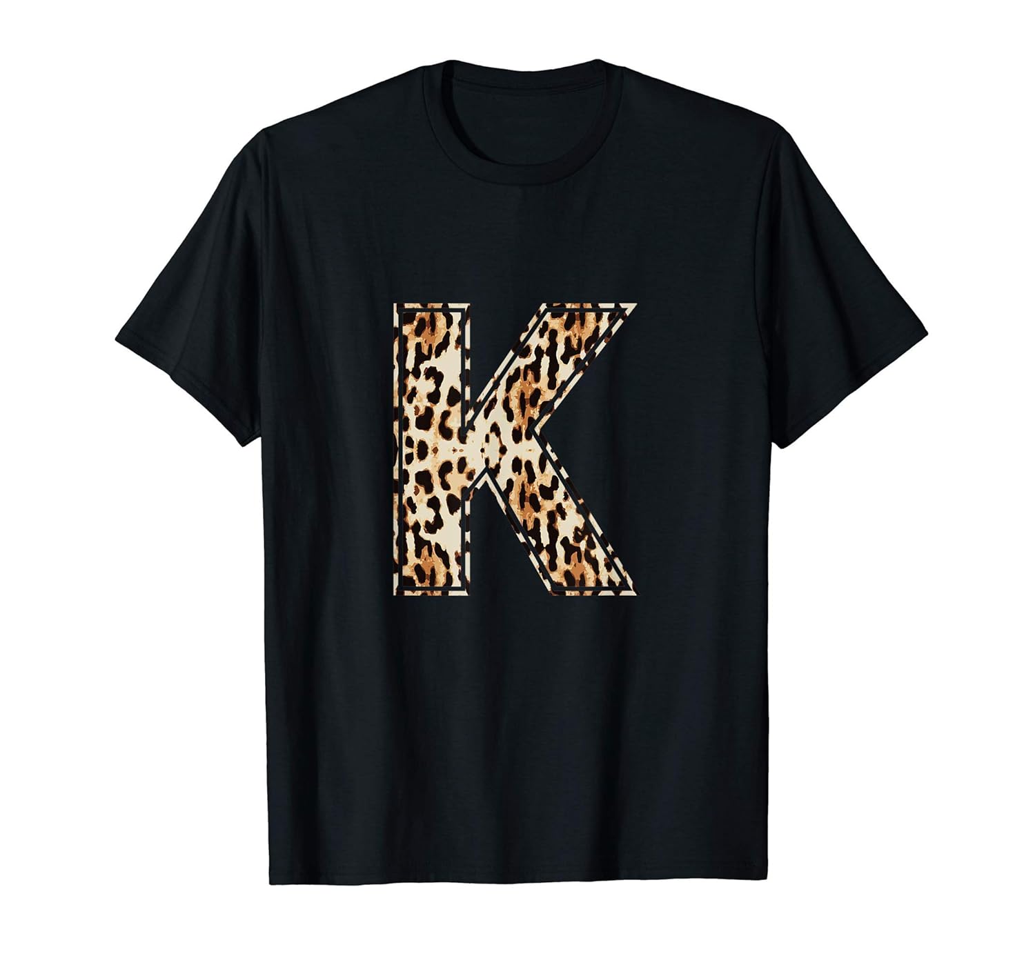 Cool Letter K Initial Name Leopard Cheetah Print T Shirt Short Sleeve T