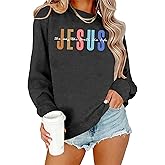 PICKID Christian Sweatshirts for Women: Christian Faith Shirt Bible Verse Sweater Religious Gift Pullover Top