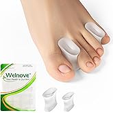 Welnove Upgraded Gel Toe Separators &ndash; 8-Pack Aloe Vera Extract Infused Silicone Toe Spacers for Straightening Overlapping Toes, Calluses &ndash; Bunion Corrector for Men and Women (Multi-Size, Clear)