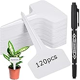 Darfukei Plant Labels 120pcs with Garden Plant Markers Pen of Outdoor Waterproof,T-Type Plant Tags and Permanent Marking Pen, Garden Labels Gardening Gifts for Women Men
