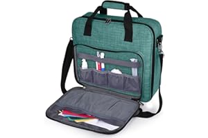 BAGLHER Cross Stitch & Embroidery Organizer Bag - Large Portable Project Storage with 3 Compartments, Travel Friendly Carrying Case for 11.2" Hoops, Threads, Supplies (Green)