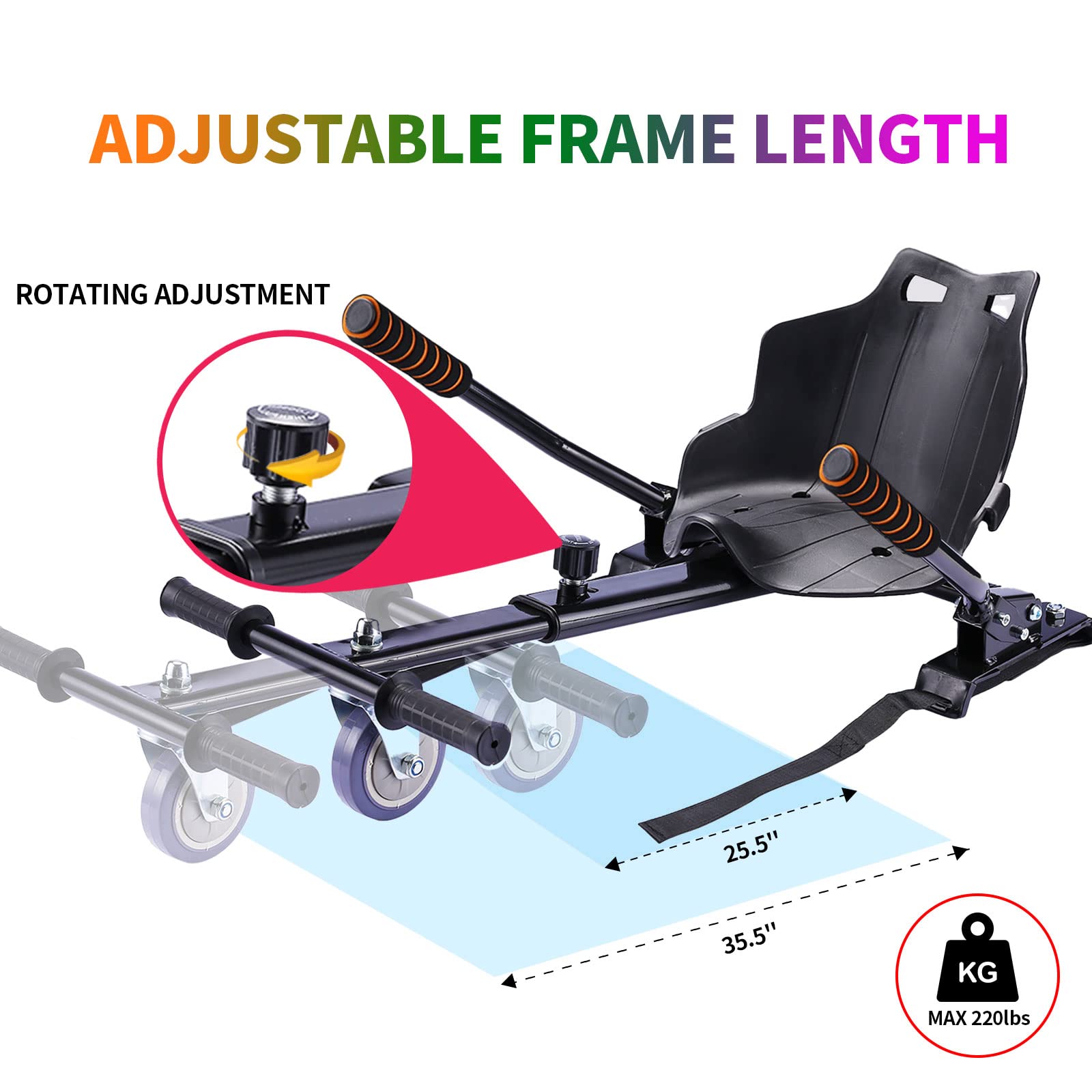 Seat Attachment Combo, Go Kart Accessories with Adjustable Frame Length for 6.5