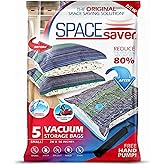 5 Pack Small Vacuum Storage Bags for Comforters, Blankets & Clothes – Vacuum Sealed Compression Bags with Hand Pump – Space Saver Storage Bags for Bedding, Moving, Travel & Organization