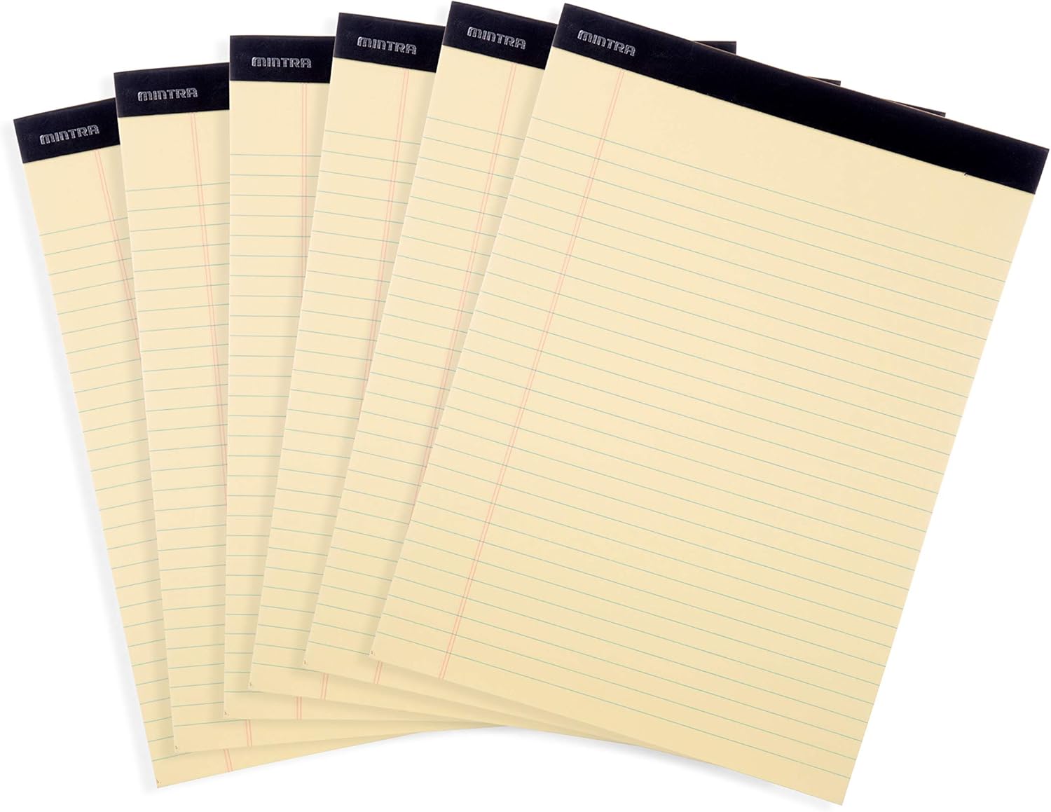 Mintra Office Legal Pads - ((BASIC CANARY 6pk, 8.5in x 11in, WIDE RULED)) - 50 Sheets per Notepad, Micro perforated Writing Pad, Notebook Paper for School, College, Office, Business