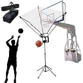 jvsufuik Basketball Rebounder Machine, Adjustable Basketball Shot Trainer | Basketball Return Attachment with 180&deg; Rotating Track, Basketball Rebounder Net Return System, Easy Assembly &amp; Storage
