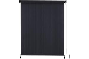 VICLLAX Outdoor Roller Shade Fabric for Porch Gazebo, Patio Cordless Blinds Roll Up Shade (6' W X 6' L), Graphite Black
