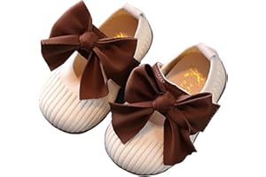 KARUNEL Baby Girls Shoes Bowknot Mary Jane Flats Newborn Infant Toddler Non Slip Rubber Sole Princess Ballet Wedding Dress First Walking
