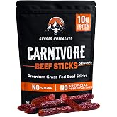 Carnivore Snacks &ndash; Grass Fed Beef Sticks for Carnivore Diet, Carnivore Bar | Beef Sticks High Protein, High Protein Meat Sticks, Zero Sugar Beef Sticks, Carnivore Protein Bars Sugar Free Keto Paleo 6 oz