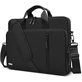 TECOOL 15.6 16 Inch Laptop Bag, 360 Protective Case Sleeve Messenger Bag | Waterproof Computer Briefcase with Shoulder Strap for 15.6 16 Inch Laptop Notebook Chromebook, MacBook Pro 16,Black