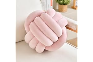 LUSJNGE Decorative Throw Knot Pillow Ball for Home Chair Sofa Couch Bed Aesthetic Round Velvet Knotted Pillow Cushion (Pink, 8 inches)