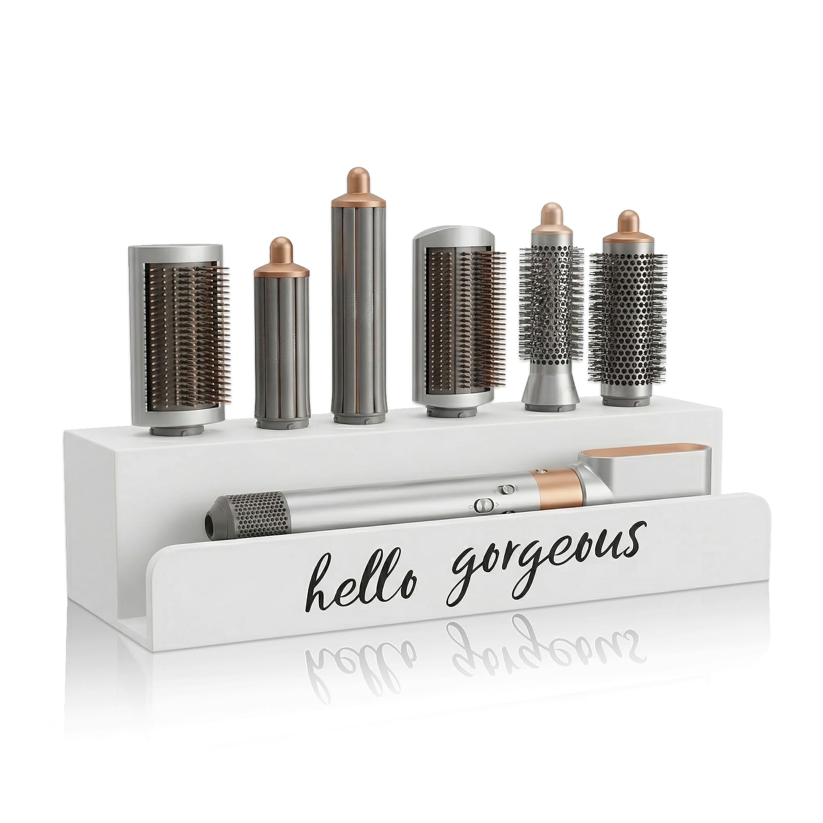Photo 1 of **USED - MINOR DAMAGE**
CHONIC Storage Holder for Dyson Airwrap, Farmhouse Curling Iron Accessories Rack Wall Mount, Wood Hair Wrap Styler Tools Holder, Vacuum Attachments Display Stand for Bathroom Organizer (White)